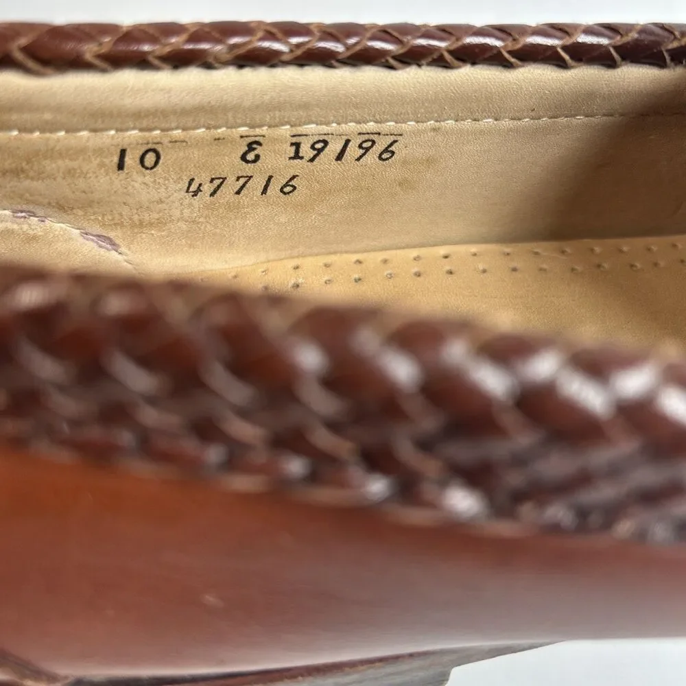 Allen Edmonds Mens Shoes Size 10 Maxfield Brown Leather Tassel Loafers Braided